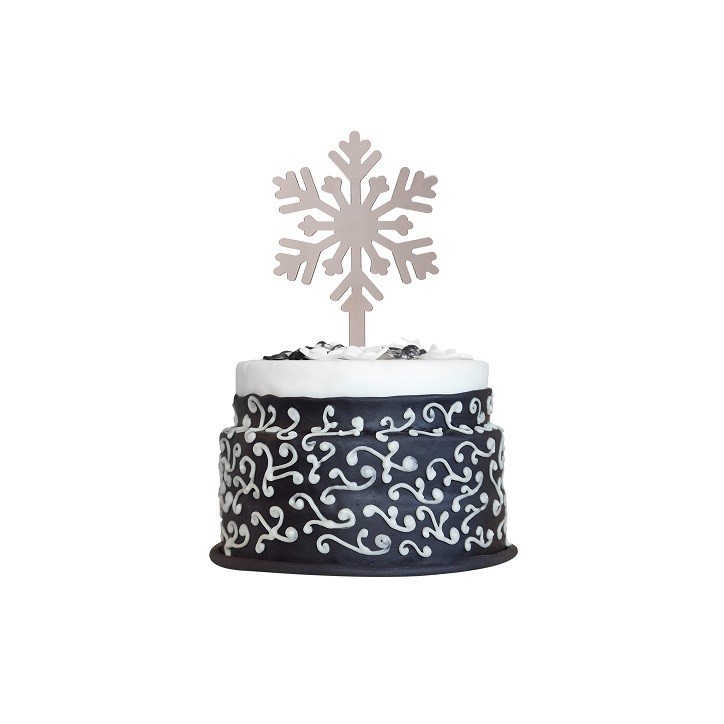 Dekora Silver Snowflake Cake Topper – 13x6 cm Winter Decoration
