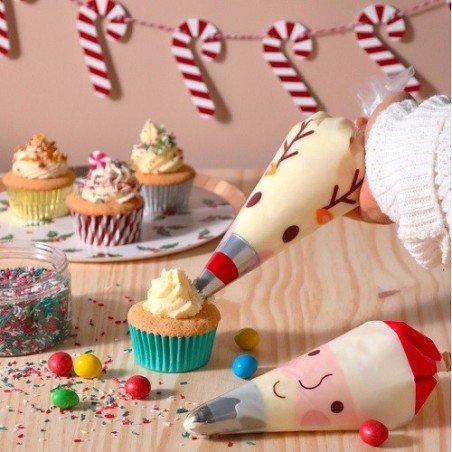 PME Einweg Spritzbeutel Weihnachten 30 cm – 12 Stück Santa & Rentier