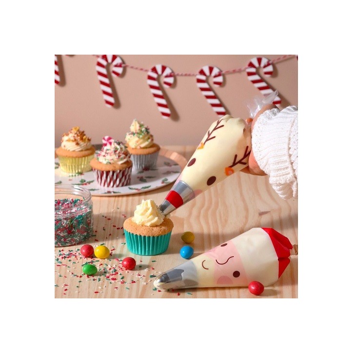 PME Christmas Disposable Piping Bags – 12 pcs Santa & Reindeer, 30 cm