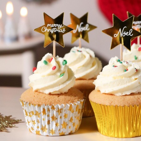 PME Stern Cupcake & Topper Set – 48-teilig, Gold Sterne, Weihnachten