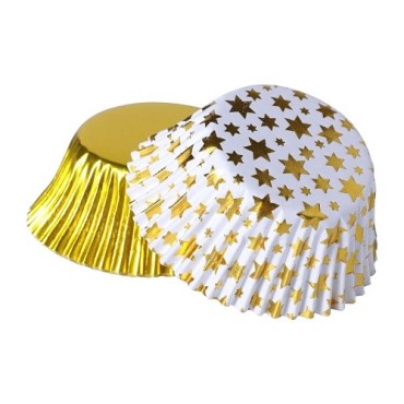 PME Stern Cupcake & Topper Set – 48-teilig, Gold Sterne, Weihnachten