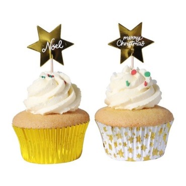 PME Stern Cupcake & Topper Set – 48-teilig, Gold Sterne, Weihnachten