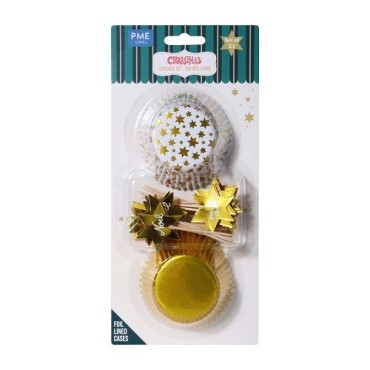 PME Stern Cupcake & Topper Set – 48-teilig, Gold Sterne, Weihnachten
