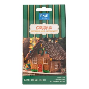 PME Lebkuchenhaus Deko Set 115 g – Zuckerschrift & Streusel für Weihnachtsdeko