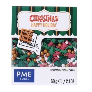 PME Happy Holidays Sprinkles – 60g Christmas Mix with Trees & Stars