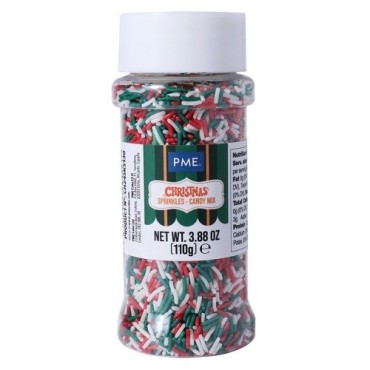PME Candy Cane Sprinkles – 110g Christmas Mix in Red, Green & White