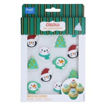 PME North Pole Express Edible Sugar Decorations – Christmas Toppers | 12 Pieces