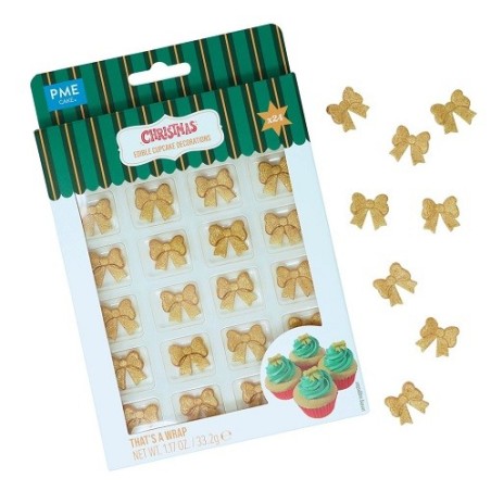 PME Gold Bow Sugar Decorations – “That’s a Wrap!” | 24 Edible Toppers