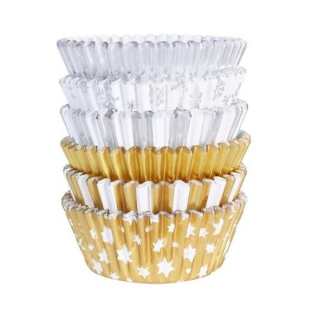PME Cupcake Förmchen Gold & Silber Metallic – 100 Stück, Weihnachten