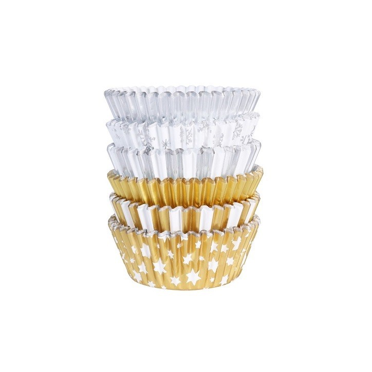 PME Cupcake Förmchen Gold & Silber Metallic – 100 Stück, Weihnachten