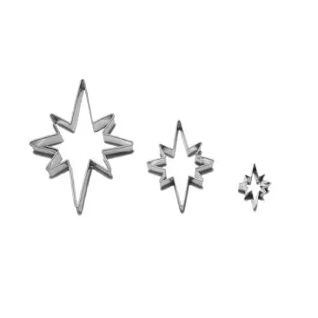8-Pointed Star Cookie Cutter Set (3 pcs) – Stainless Steel | Bakeria