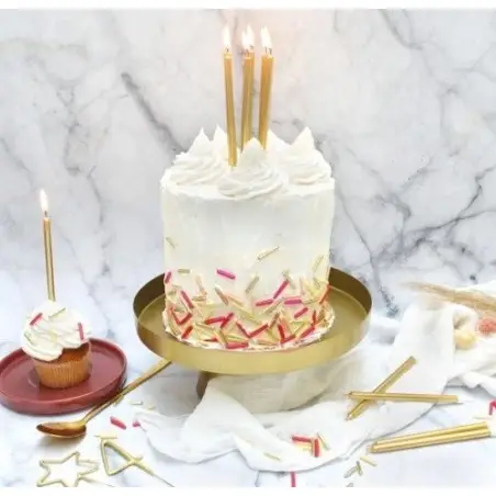 ScrapCooking Geburtstagskerzen Gold 12 cm – 12 Stück | Bakeria