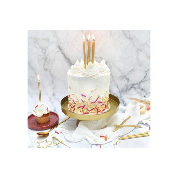 ScrapCooking Geburtstagskerzen Gold 12 cm – 12 Stück | Bakeria