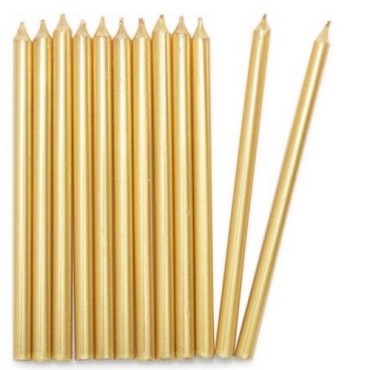 ScrapCooking Geburtstagskerzen Gold 12 cm – 12 Stück | Bakeria