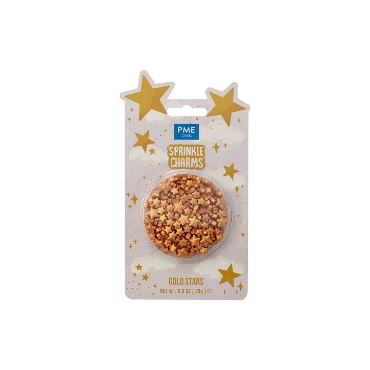 PME Goldene Sternstreusel – Sprinkle Charms 25 g für Cupcakes, Donuts & Desserts