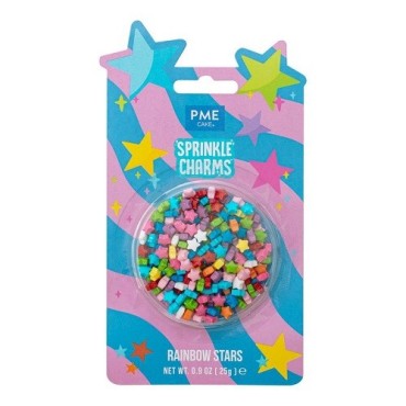 PME Regenbogen Sterne – Sprinkle Charms 25 g für farbenfrohe Cupcakes & Desserts