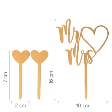 DeKora Mr & Mrs Gold Cake Topper – Wedding Cake Decoration