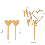 deKora Gold Mr & Mrs Cake Topper with Hearts