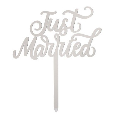 DeKora Just Married Tortentopper Silber – Hochzeit Cake Topper