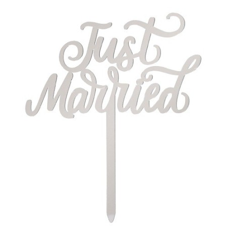 DeKora Just Married Tortentopper Silber – Hochzeit Cake Topper