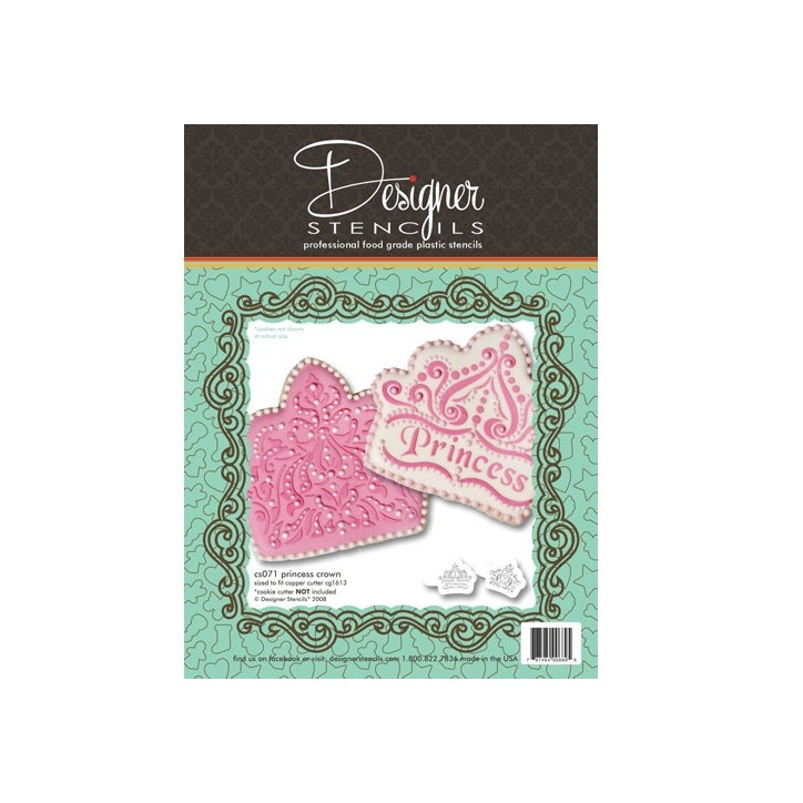Princess Crown Stencil – 2 Cake Decorating Templates