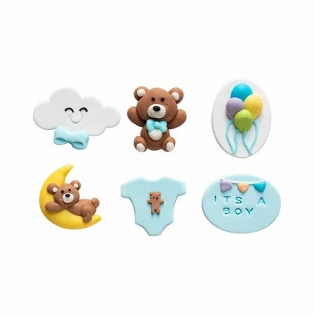Decora Baby Boy Zuckerdekor 6 Stück | Babytorte Deko
