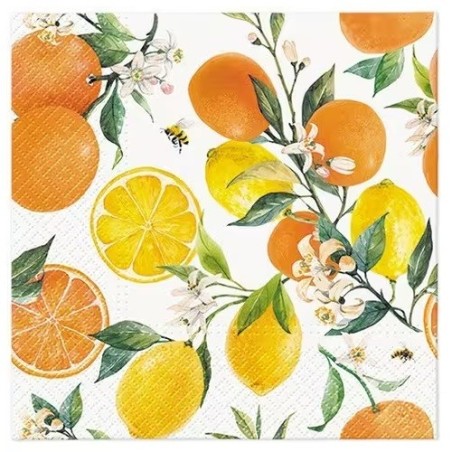 Zitrusfrüchte Servietten | Citrus with Bees 33x33cm