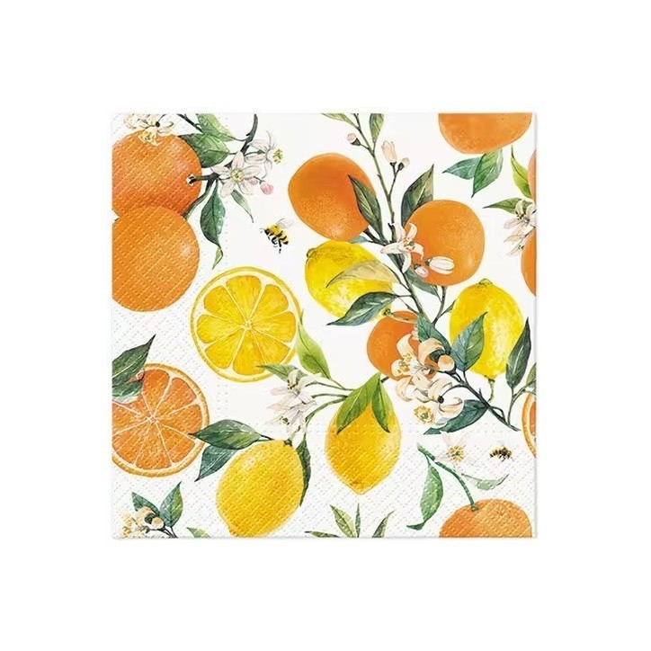 Zitrusfrüchte Servietten | Citrus with Bees 33x33cm