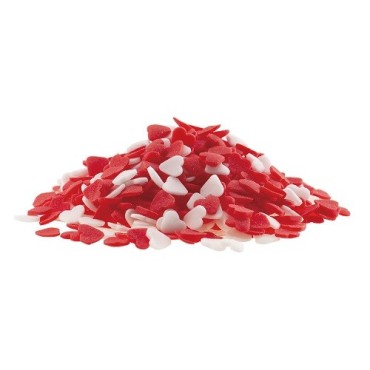 Heart Sprinkles Red White 100g | deKora | Valentine’s Cake Decor
