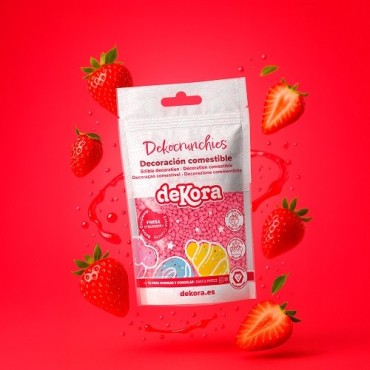 Erdbeer Dekocrunchies 100g | deKora | Knusprige Erdbeer Streusel