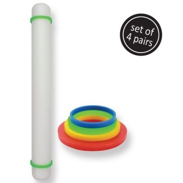 PME Rolling Pin Guide Rings – Set of 4 for Even Rolling