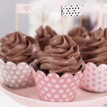 Polka Dot Cupcake Wrappers Pink – PartyDeco 6 Pack