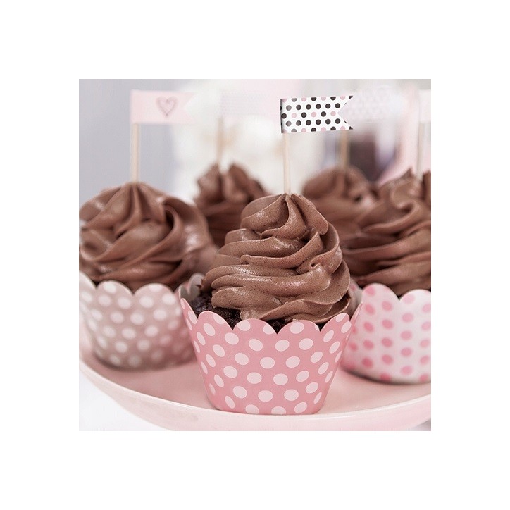 Cupcake Wrapper Polka Dots Rosa – PartyDeco Muffinmanschetten