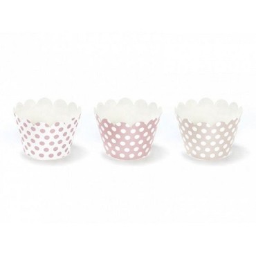 Polka Dot Cupcake Wrappers Pink – PartyDeco 6 Pack