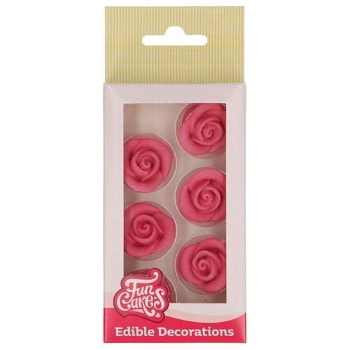 FunCakes Pink Sugar Paste Roses, 6 pcs