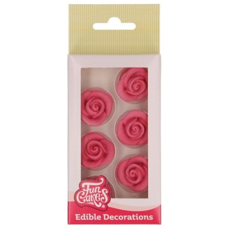 FunCakes Pink Fondant Roses – Edible Wedding & Valentine Cake Decorations