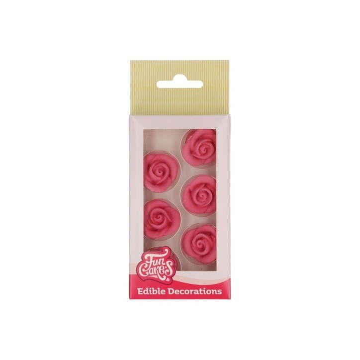 FunCakes Pink Fondant Roses – Edible Wedding & Valentine Cake Decorations