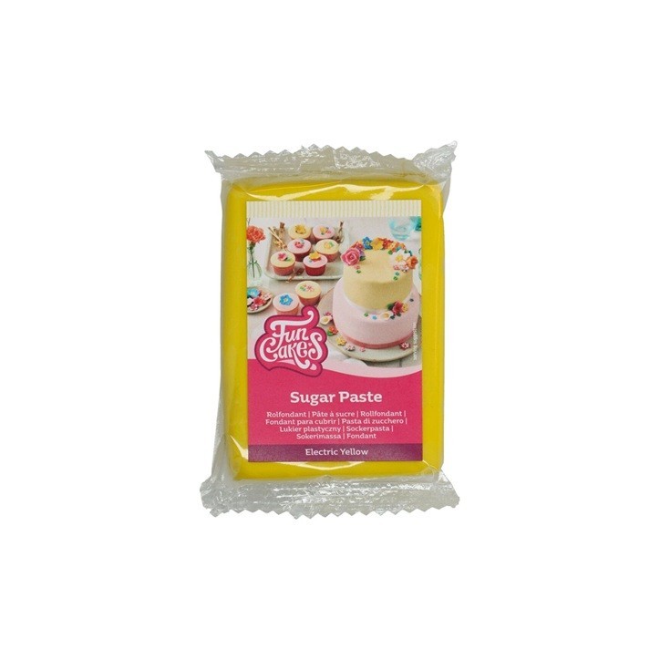 FunCakes Electric Yellow Sugar Paste 250g – Yellow Fondant for Cake Covering