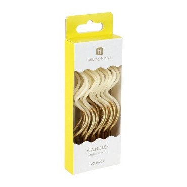 Talking Tables Curly Geburtstagskerzen Gold Dipped 20 Stück – Weiss & Gold 13 cm