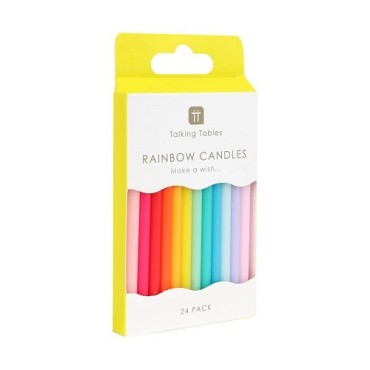 Talking Tables Rainbow Birthday Candles 24 Pack – Colourful 10.5 cm Cake Candles