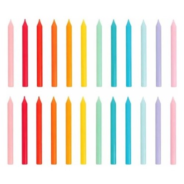 Talking Tables Rainbow Birthday Candles 24 Pack – Colourful 10.5 cm Cake Candles