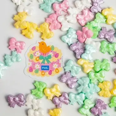 PME Sprinkle Charms Pastell Schleifen 25g – Perlglanz Oster Streusel
