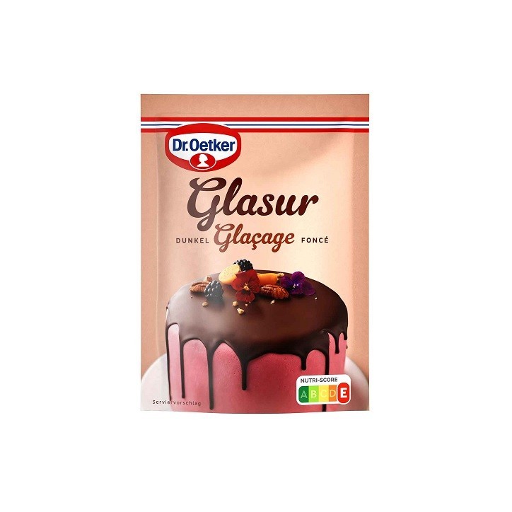 Dr. Oetker Kuchenglasur dunkel 125g – Fixfertige Schokoglasur