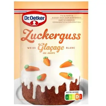 Dr. Oetker Zuckerguss weiss 125g – Fertige Zuckerglasur für Guetzli & Kuchen