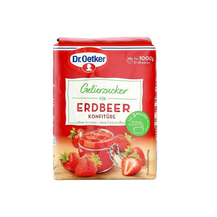 Dr. Oetker Gelierzucker für Erdbeer Konfitüre 500g – Perfekt abgestimmt für 1 kg Erdbeeren