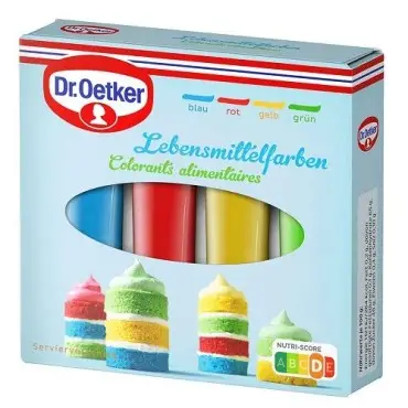 Dr. Oetker Lebensmittelfarben Set 4x10g – Grün, Gelb, Rot & Blau