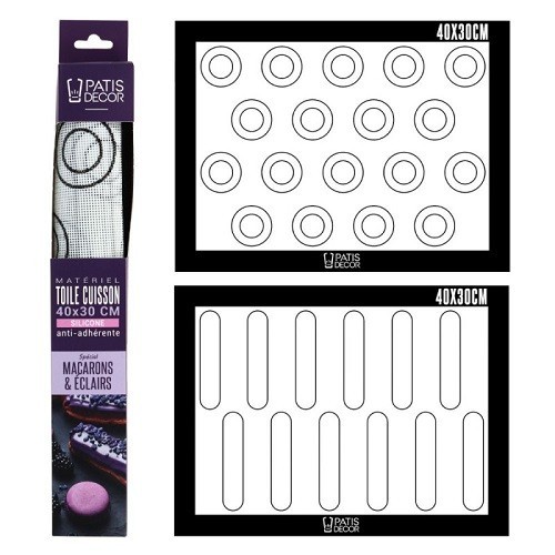 Patisdécor Silicone Baking Mat Macarons & Éclairs 30x40cm