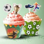 deKora Football Cupcake Picks & Wrapper Set for 6 pcs