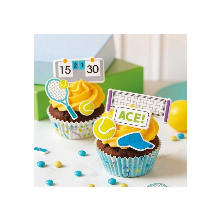 Tennis Cake Decorations Set 12 pcs – Edible Cupcake Toppers