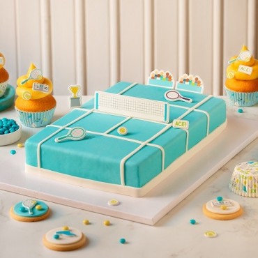Tennis Torten Deko Set 9 Stk – Essbares Zuckerdekor Tennis Cake